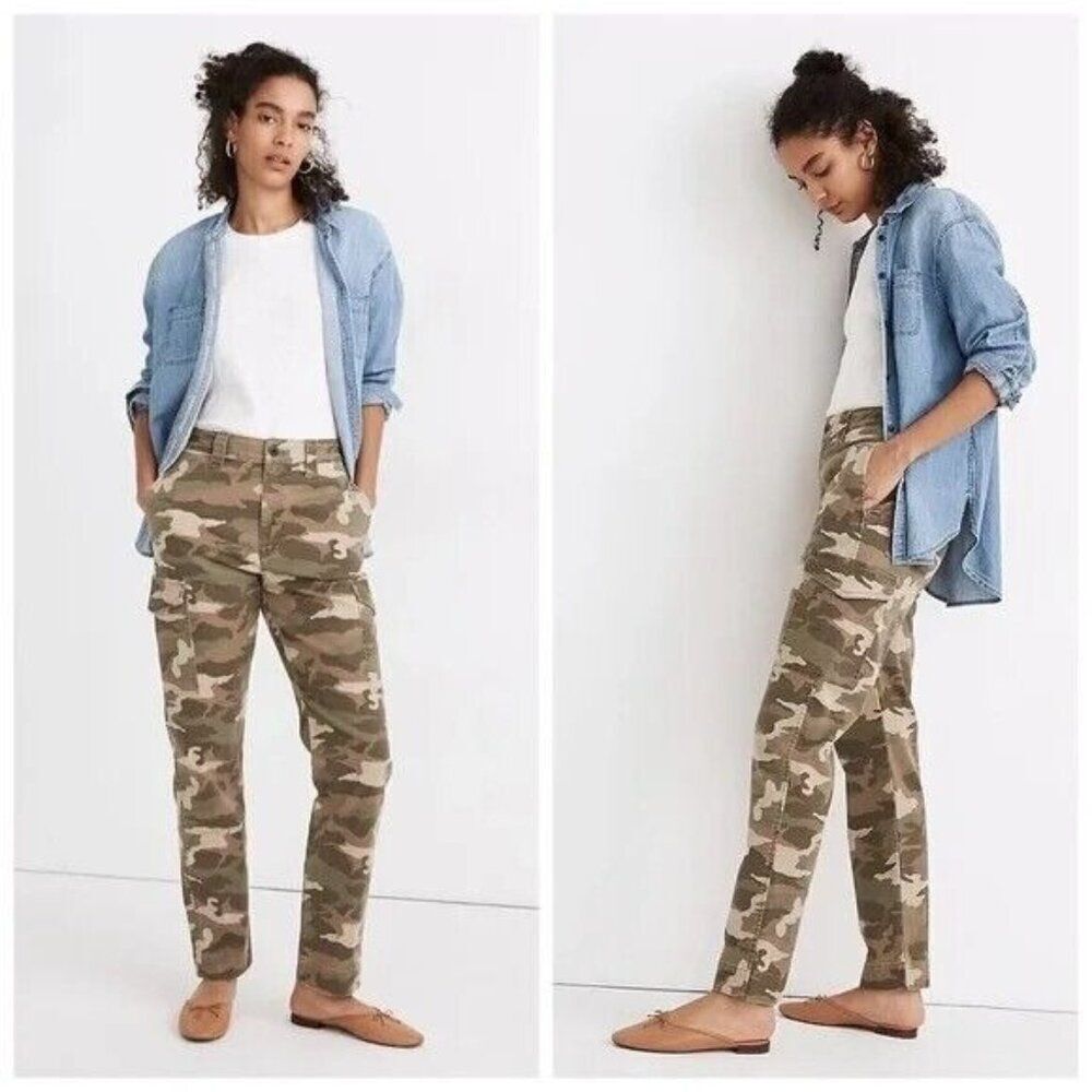 NEW Madewell Classic Straight Cargo Pants in Camo Size 24 Y2K‎